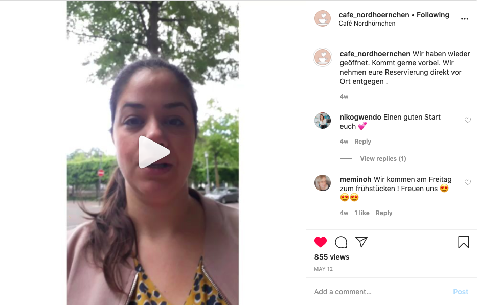 Instagram Screenshot Hygienekonzept Video Café Nordhörnchen